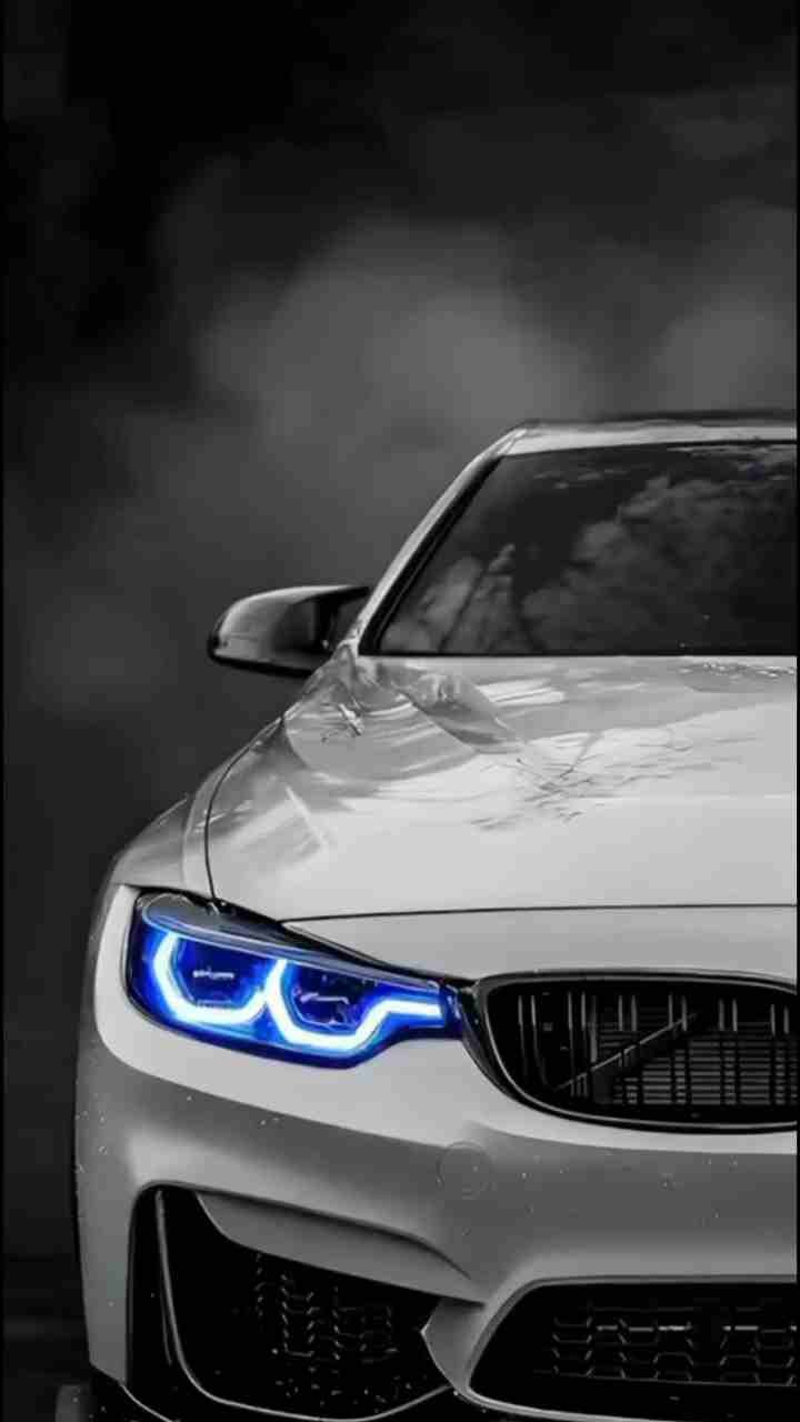 Blue Phantom Drive Futuristic White Sports Car Wallpaper with Neon Headlights