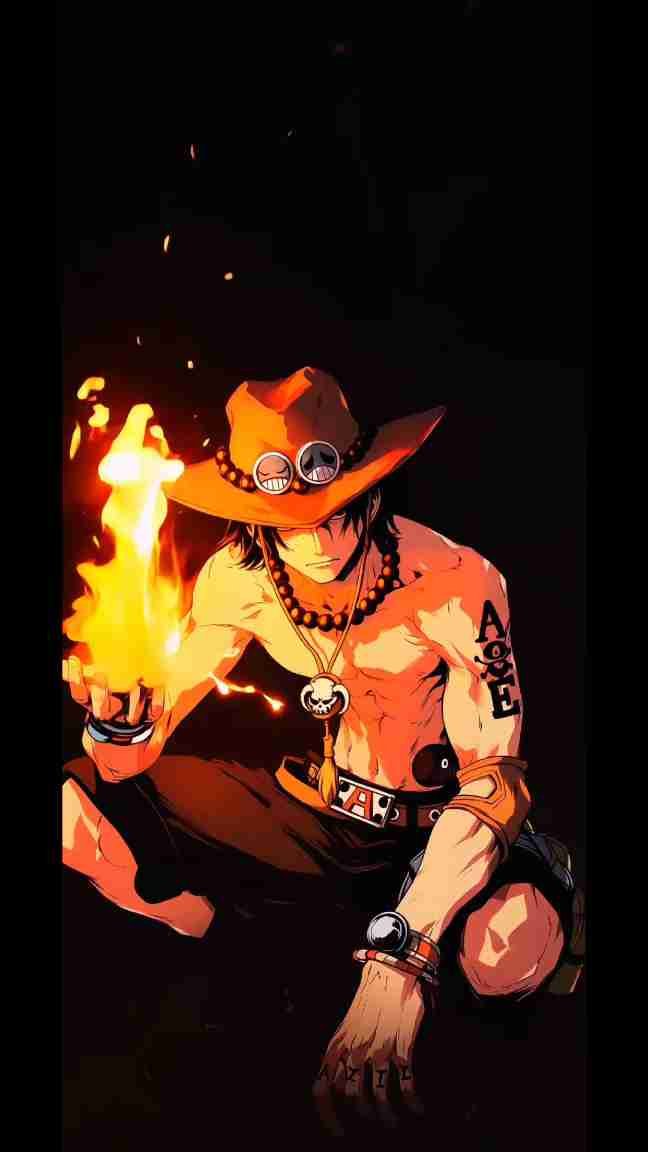 Fire Fist Ace Bold One Piece Wallpaper Featuring Flames & Power