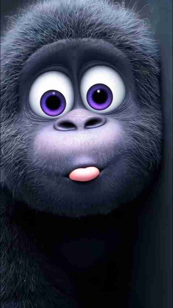 Purple Pupil Primate Adorable Gorilla Wallpaper with Big Purple Eyes