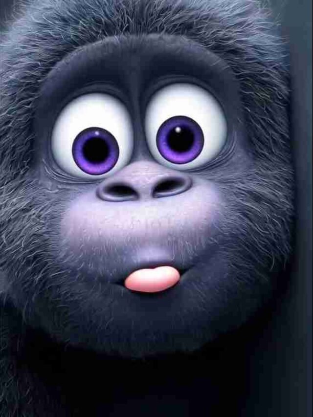 Purple Pupil Primate Adorable Gorilla Wallpaper with Big Purple Eyes