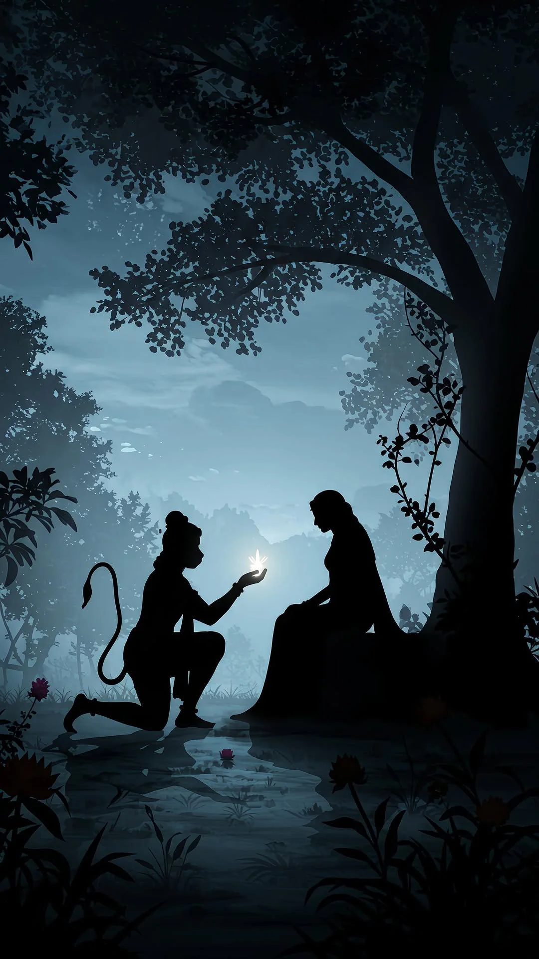 Hanuman Ji and Sita Maa Theme 4K Wallpaper
