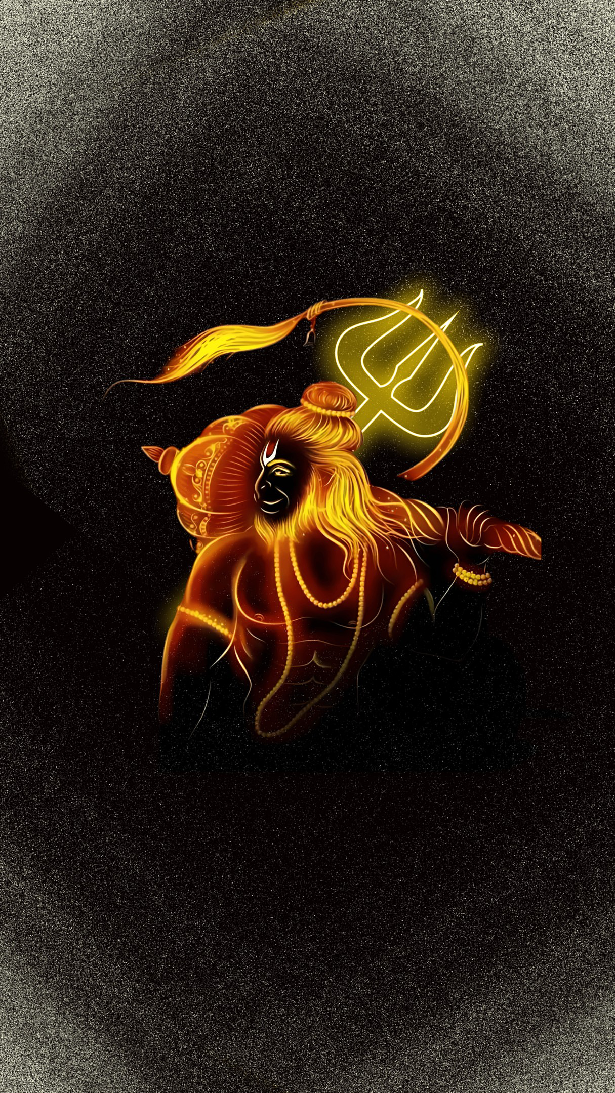 Hanuman Ji Trishul Neon Light 4K Wallpaper